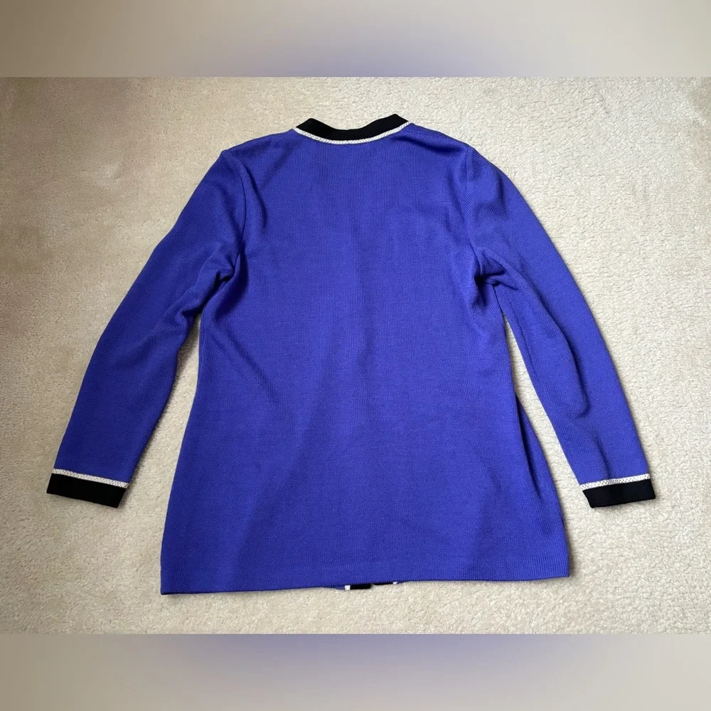 St John Santana knit cardigan jacket, purple/ blue, old money, preppy, sz 12 - Picture 7 of 9